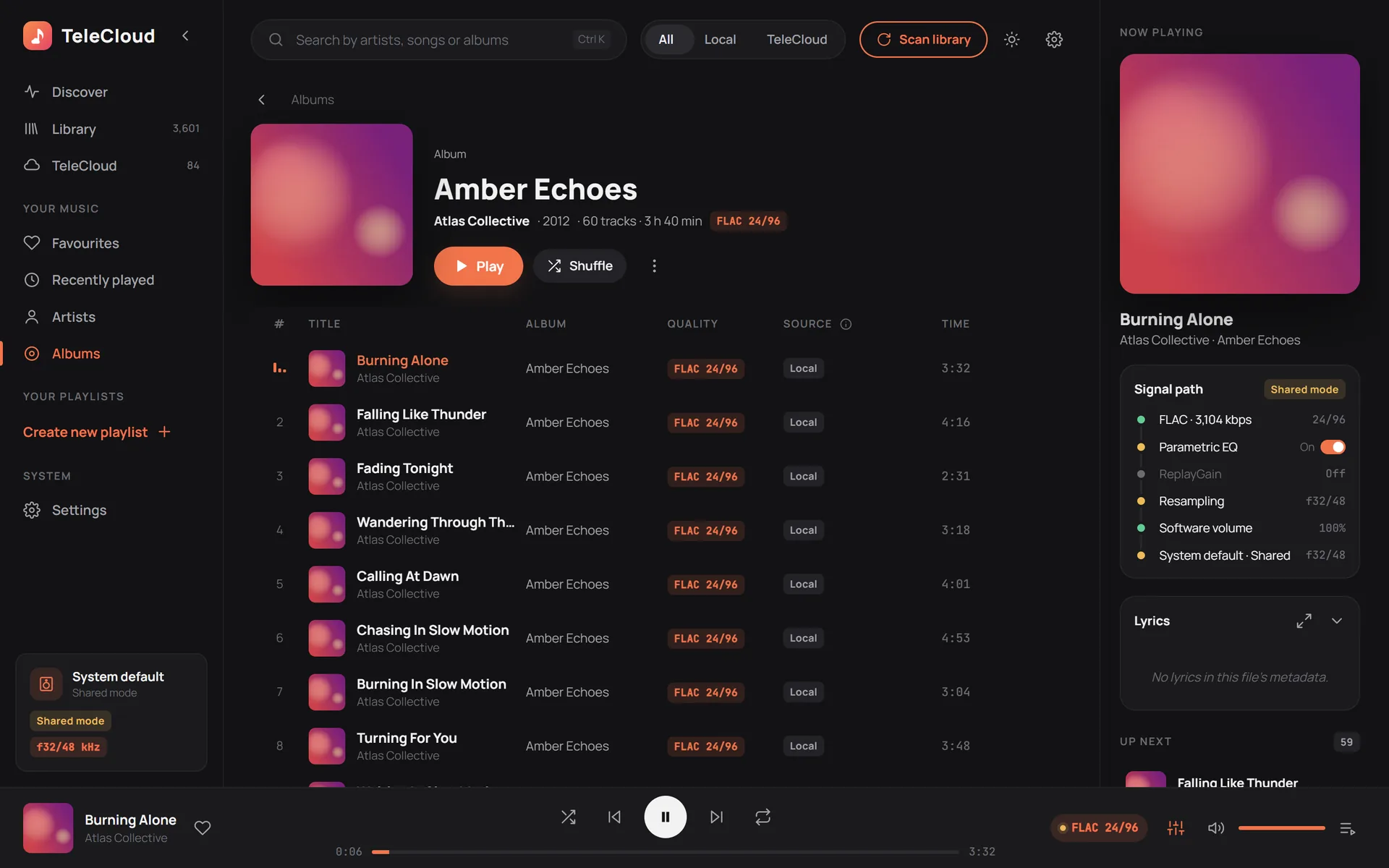Album page with quality and source tags