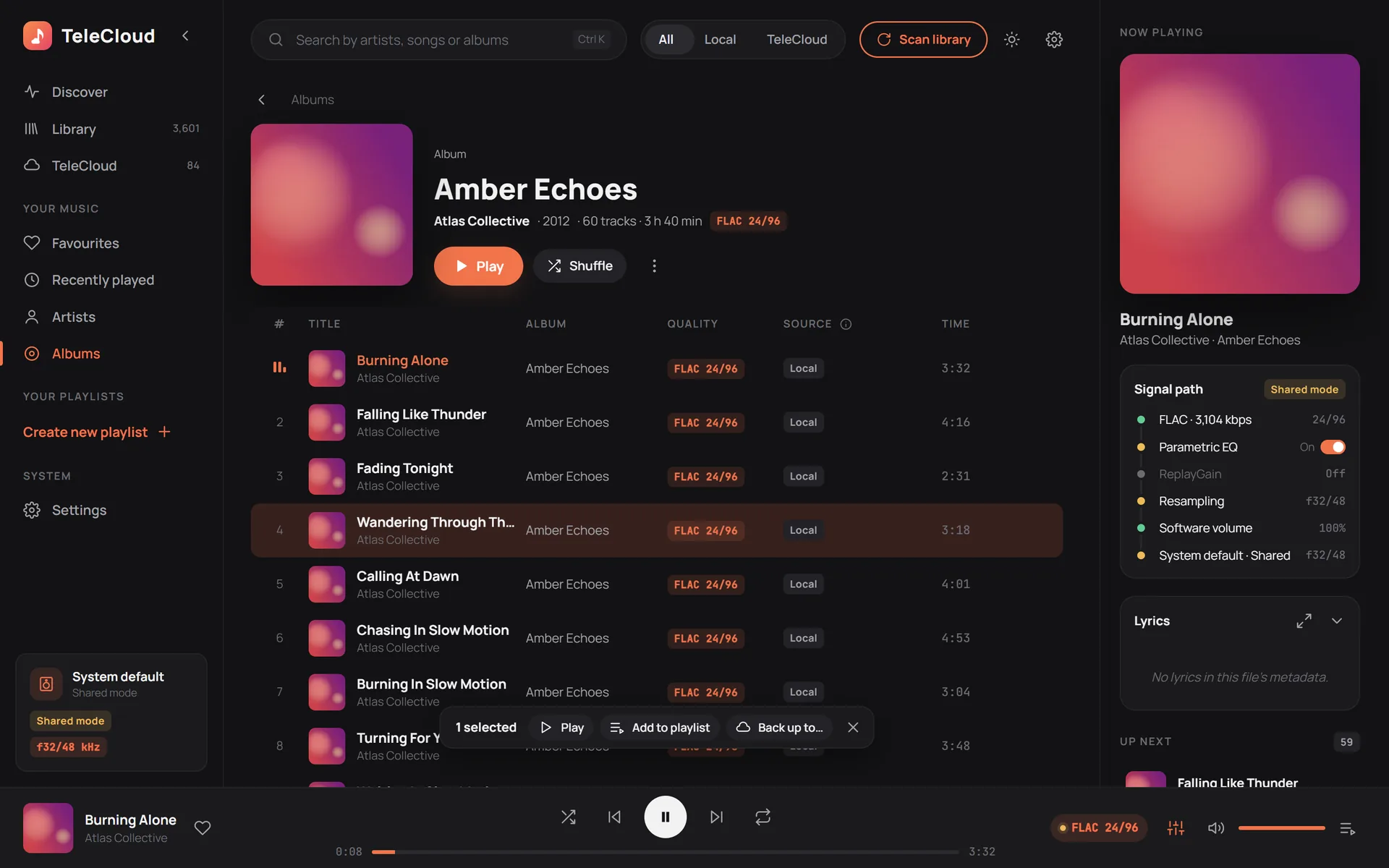 Several tracks selected